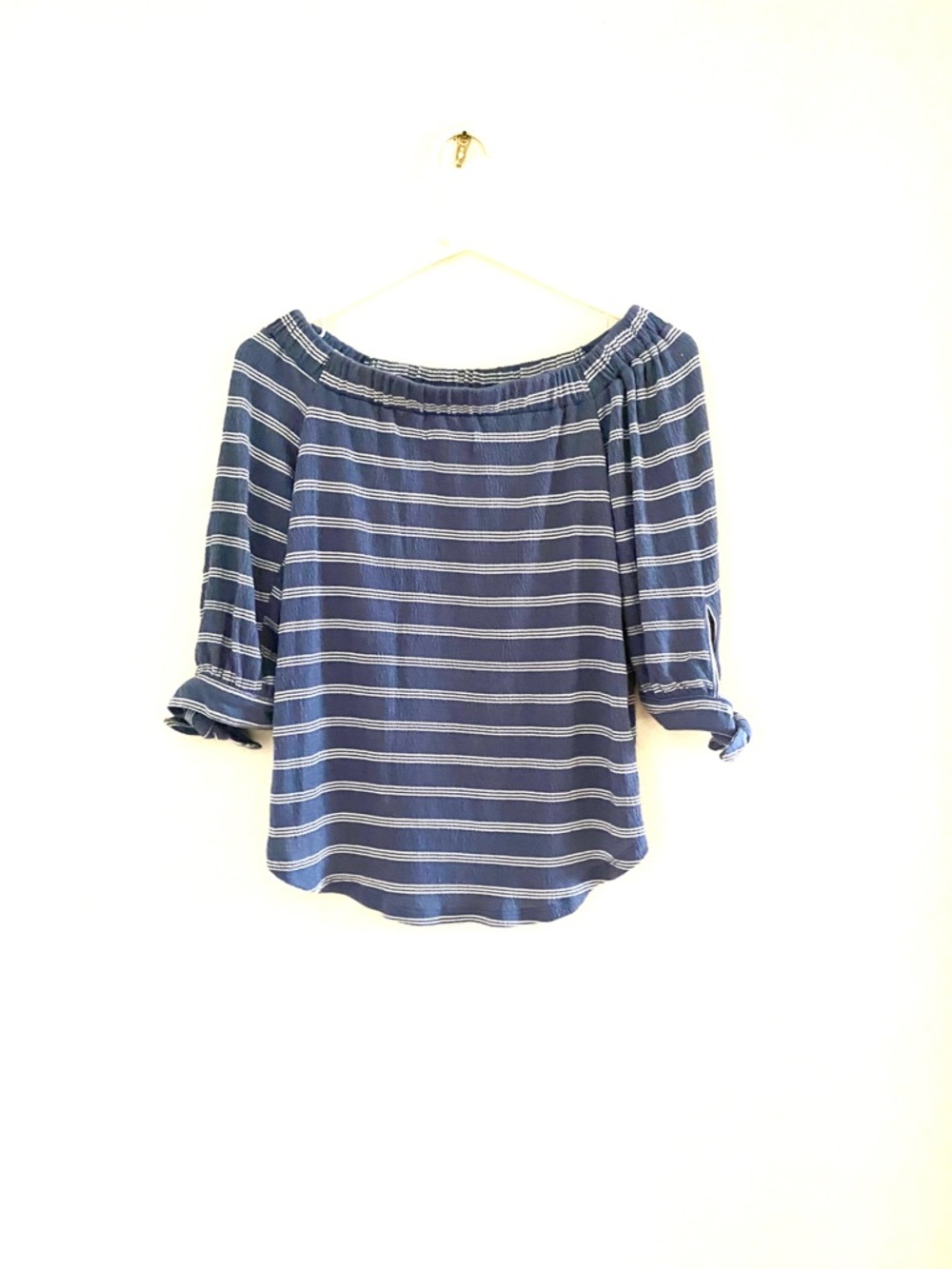 NWT Abercrombie & Fitch Blue and White Striped Off-Shoulder Tunic XS